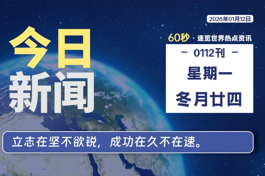 01月12日，星期一, 大学生客栈早报！